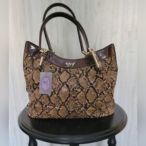 NWT Women's Original by Sharif Snakeskin Tote Bag Handbag Purse